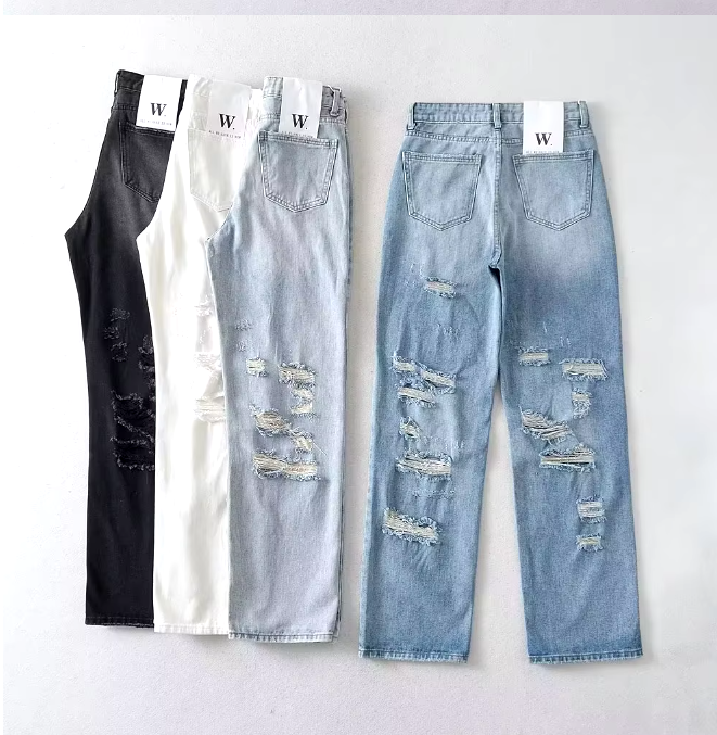 Slitna jeans - Loose Fit - Raka ben - Jeans med hög midja - Damjeans-Eva Jonsson