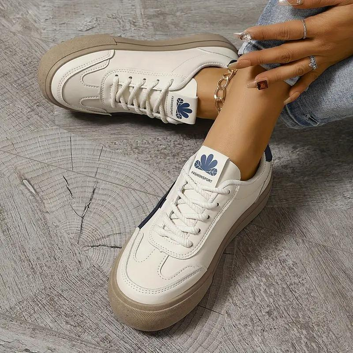 Sneakers för kvinnor, tjock sula, snörning, lågskor, skate skor-Eva Jonsson