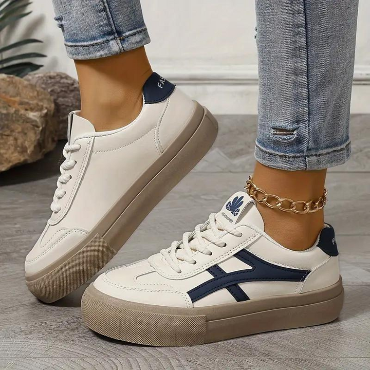 Sneakers för kvinnor, tjock sula, snörning, lågskor, skate skor-Eva Jonsson