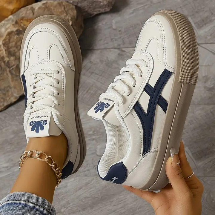 Sneakers för kvinnor, tjock sula, snörning, lågskor, skate skor-Eva Jonsson