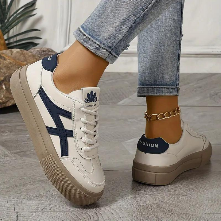 Sneakers för kvinnor, tjock sula, snörning, lågskor, skate skor-Eva Jonsson