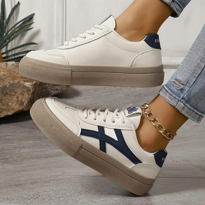 Sneakers för kvinnor, tjock sula, snörning, lågskor, skate skor-Eva Jonsson
