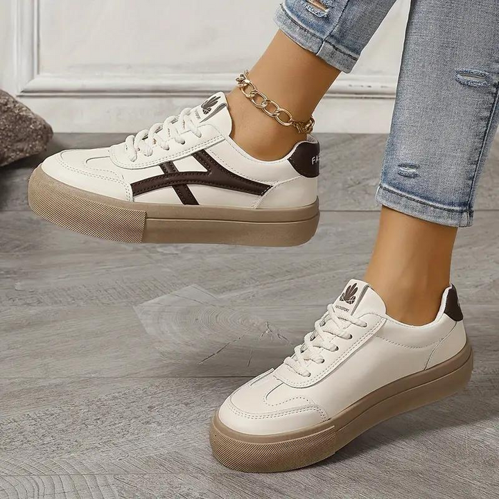 Sneakers för kvinnor, tjock sula, snörning, lågskor, skate skor-Eva Jonsson