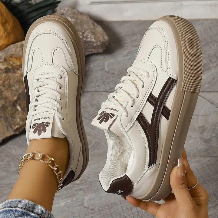 Sneakers för kvinnor, tjock sula, snörning, lågskor, skate skor-Eva Jonsson