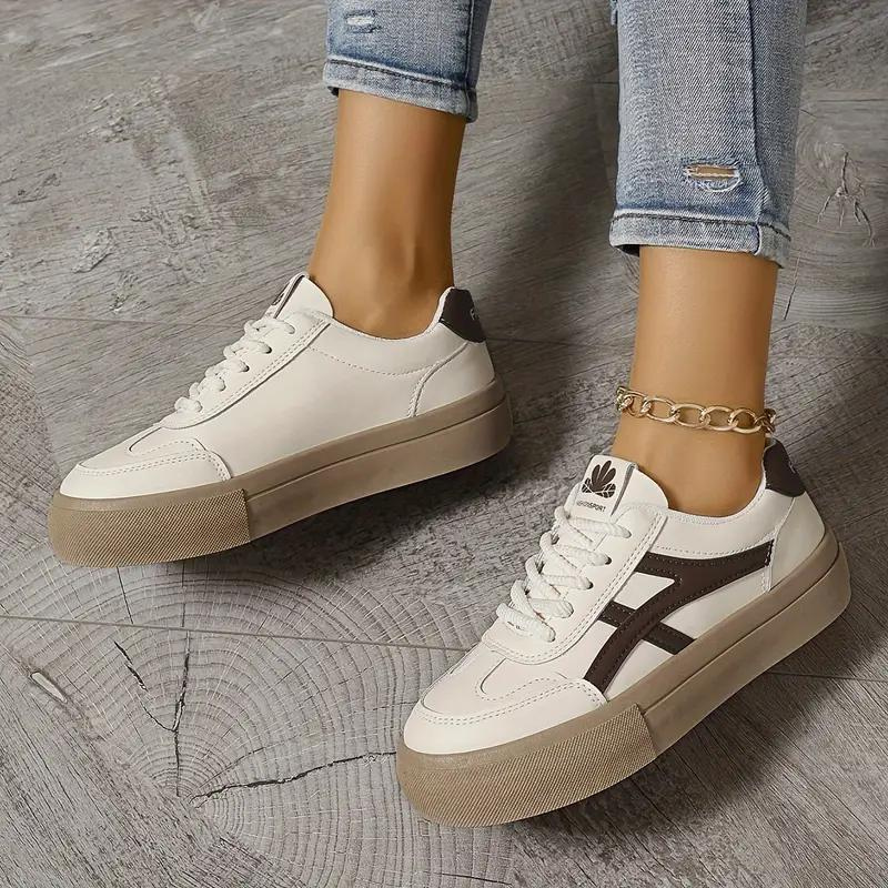 Sneakers för kvinnor, tjock sula, snörning, lågskor, skate skor-Eva Jonsson