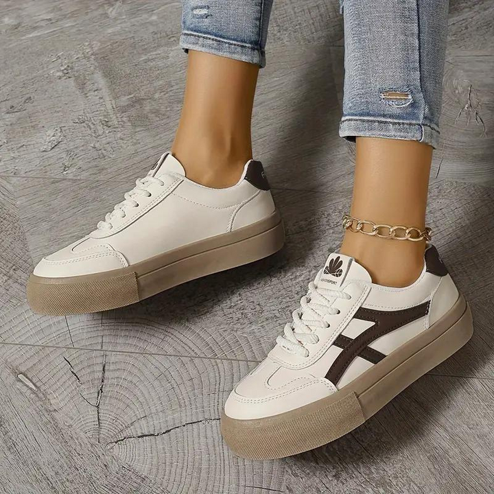 Sneakers för kvinnor, tjock sula, snörning, lågskor, skate skor-Eva Jonsson
