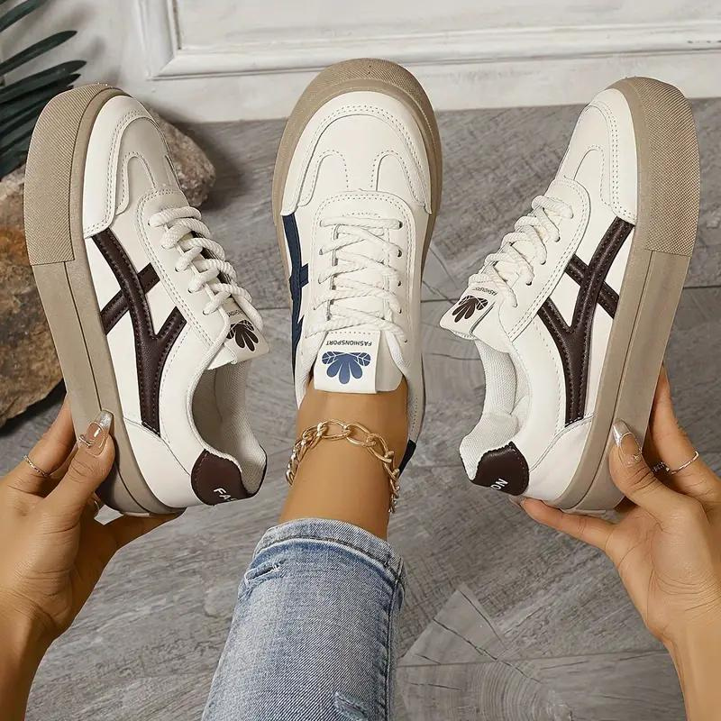 Sneakers för kvinnor, tjock sula, snörning, lågskor, skate skor-Eva Jonsson