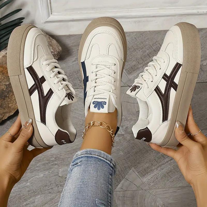 Sneakers för kvinnor, tjock sula, snörning, lågskor, skate skor-Eva Jonsson