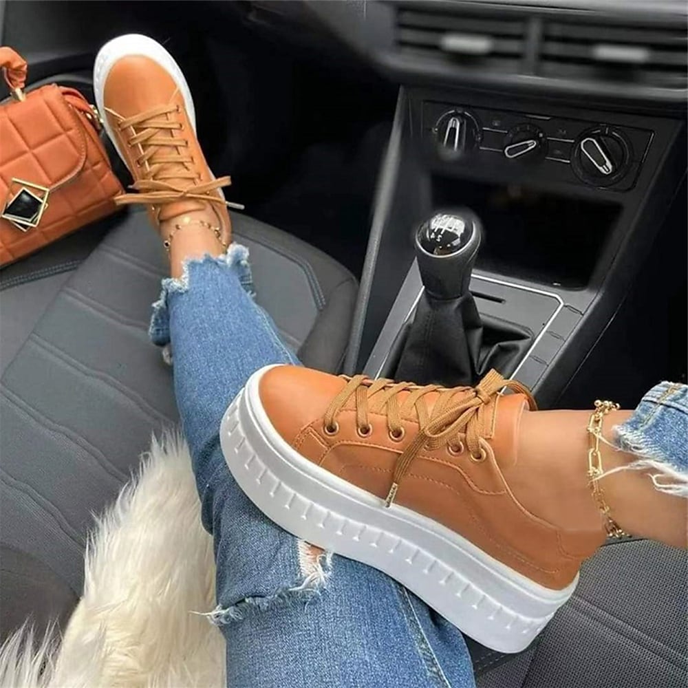 Sneakers med plattform - Bekväma snörskor med tjock sula för kvinnor-Eva Jonsson