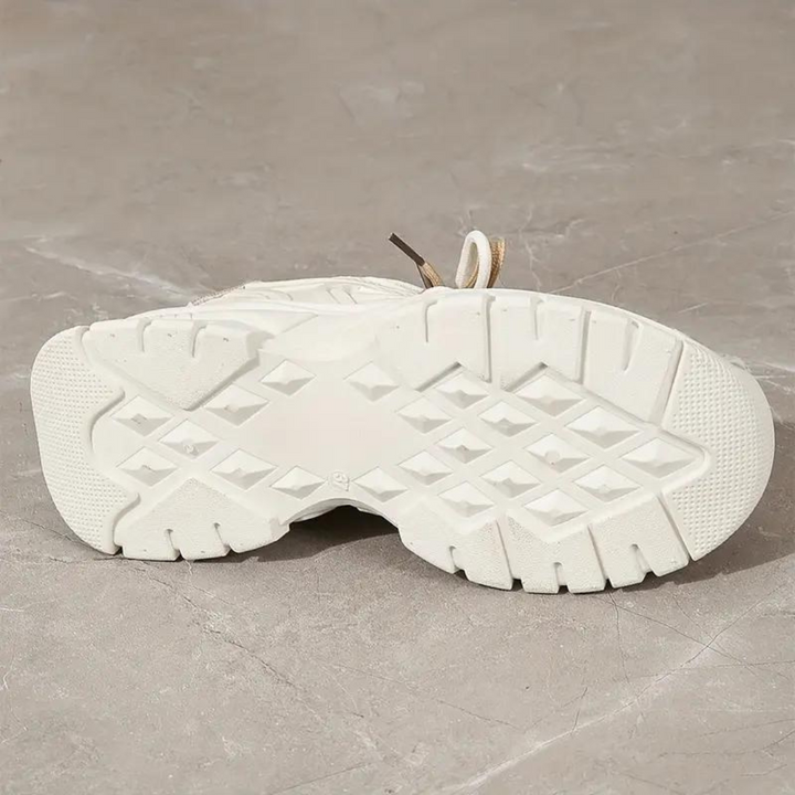 Sneakers med plattform - Snörning - Ortopediska - Vita Sneakers - Sneakers för Kvinnor-Eva Jonsson