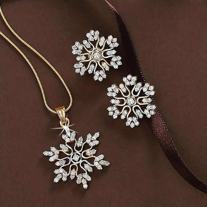 Snöflinga smyckesuppsättning | Vackert set med örhängen och halsband för kvinnor-Eva Jonsson