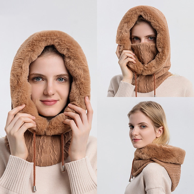 Snood-huva - Furry - Vinter - Halsduk med huva - Halsduk för kvinnor-Eva Jonsson