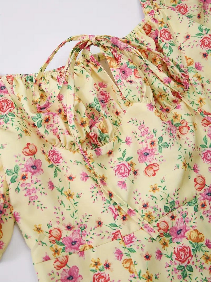 Solklänning - Blommig - Puffärm - Sommarklänning - Maxiklänning-Eva Jonsson