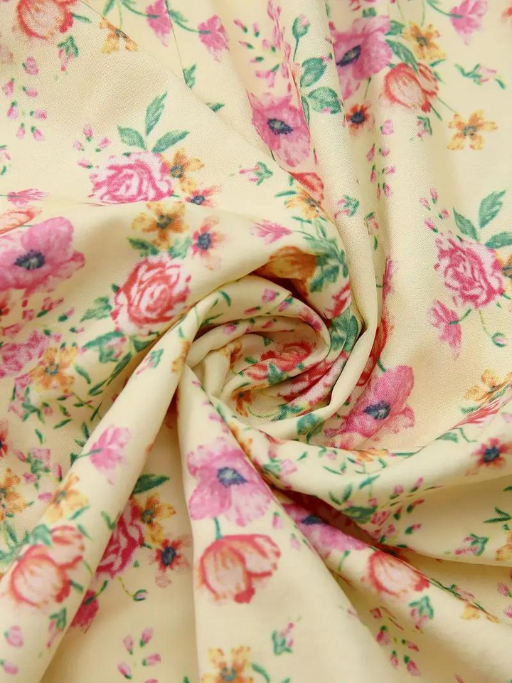 Solklänning - Blommig - Puffärm - Sommarklänning - Maxiklänning-Eva Jonsson