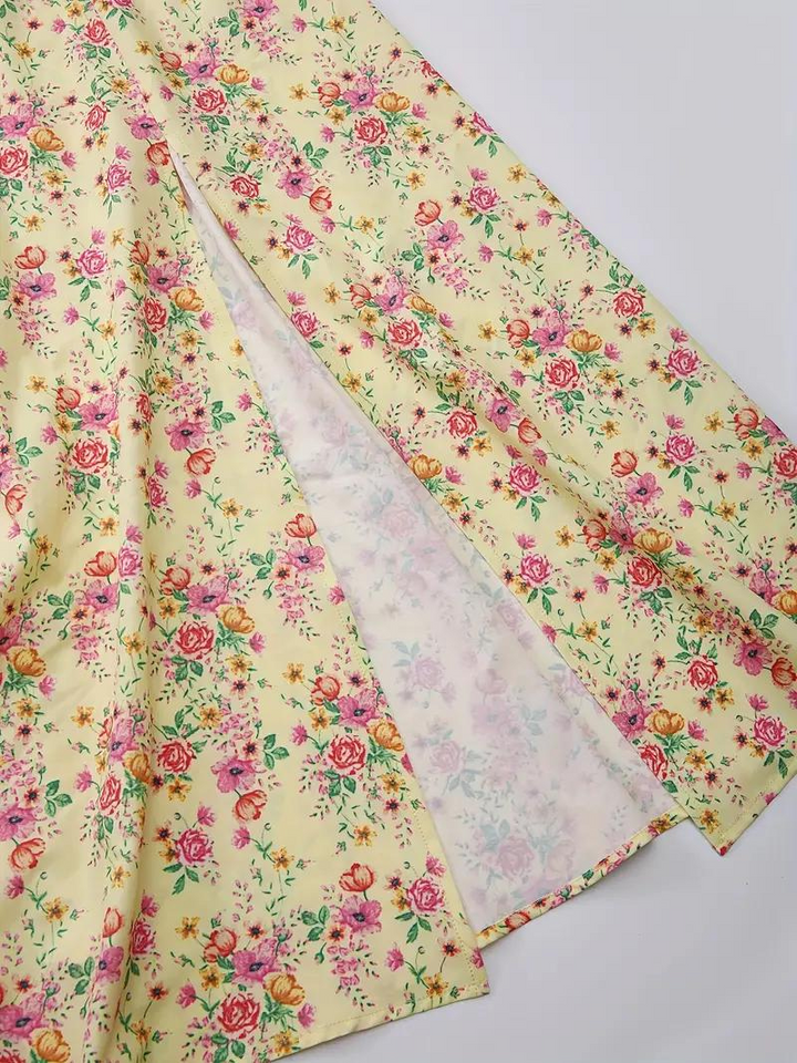 Solklänning - Blommig - Puffärm - Sommarklänning - Maxiklänning-Eva Jonsson