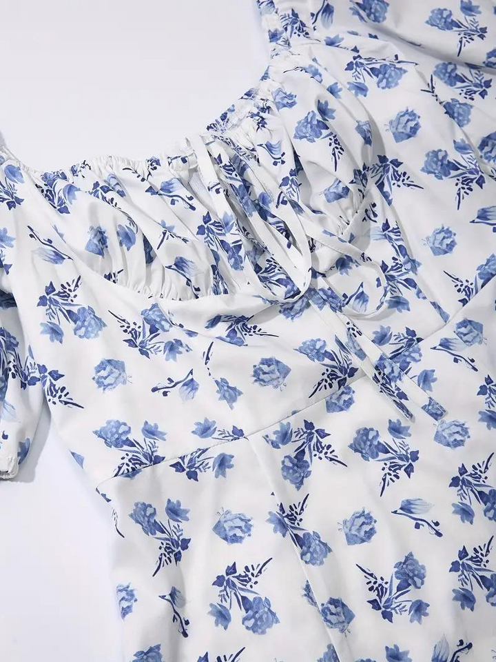 Solklänning - Blommig - Puffärm - Sommarklänning - Maxiklänning-Eva Jonsson