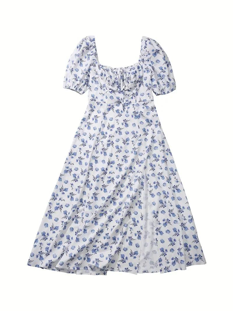 Solklänning - Blommig - Puffärm - Sommarklänning - Maxiklänning-Eva Jonsson