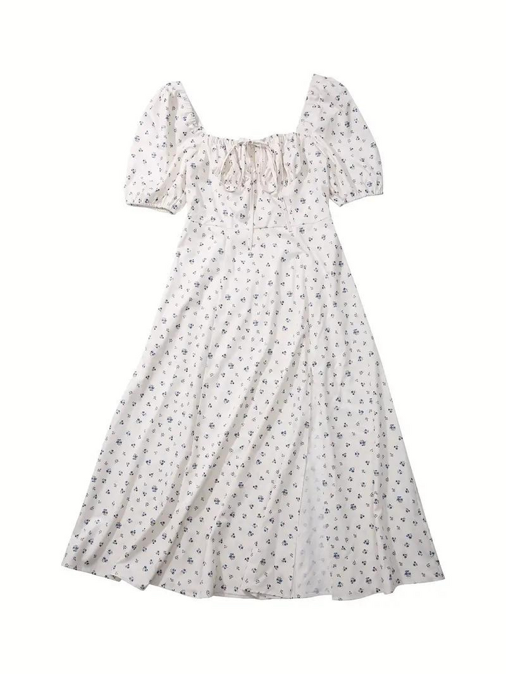 Solklänning - Blommig - Puffärm - Sommarklänning - Maxiklänning-Eva Jonsson