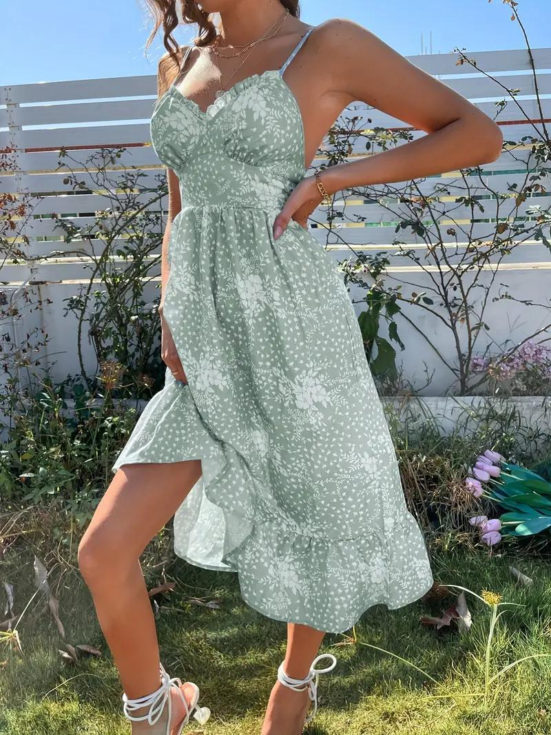 Solklänning, Midi, Spagetti Strap, Sommarklänning, Blommig klänning-Eva Jonsson