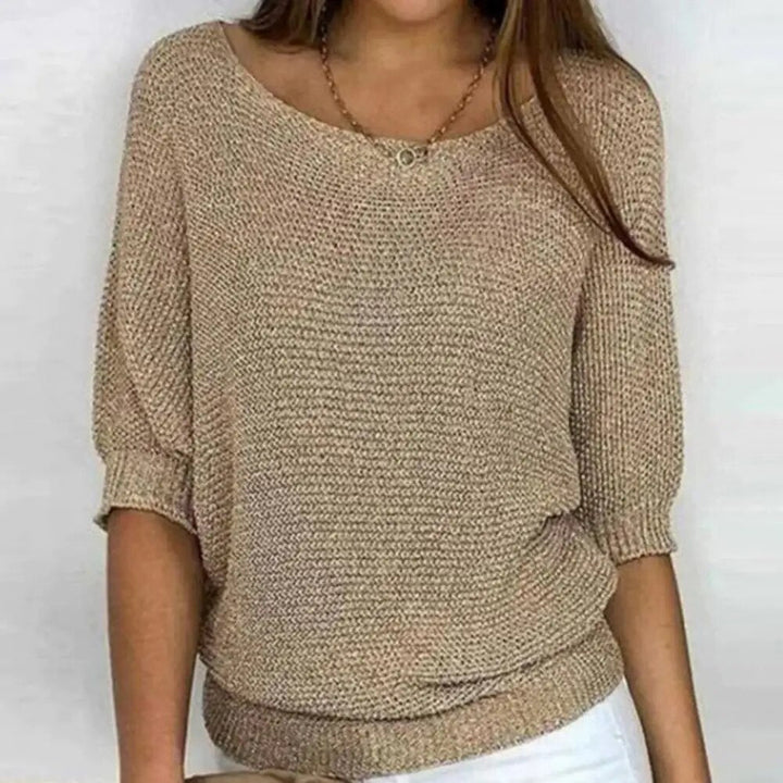 Sommarjumper – Båthals – Halvlånga Ärmar – Stickad Blus – Damkläder-Eva Jonsson