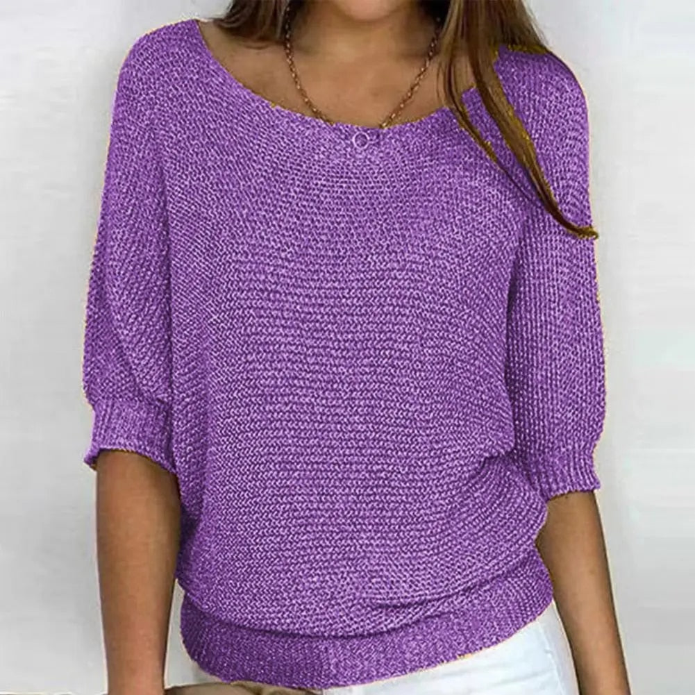 Sommarjumper – Båthals – Halvlånga Ärmar – Stickad Blus – Damkläder-Eva Jonsson