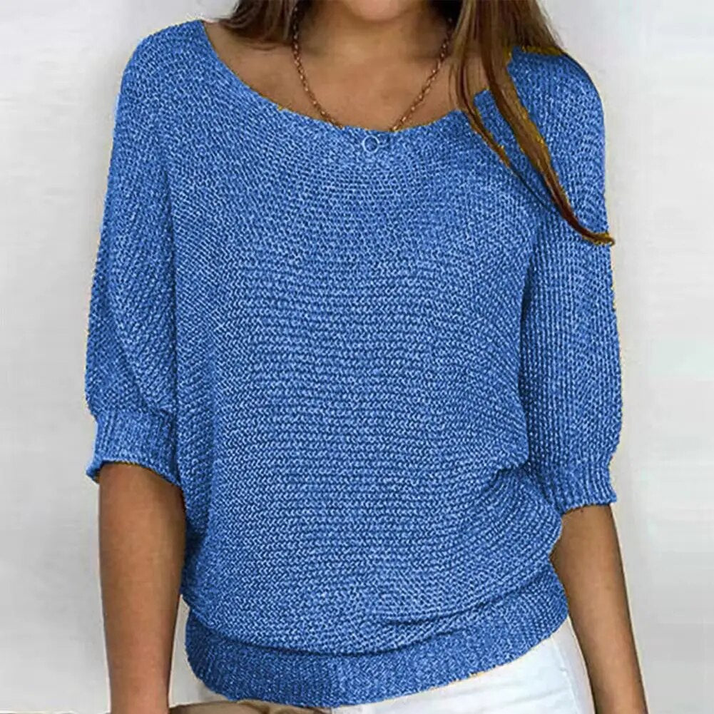 Sommarjumper – Båthals – Halvlånga Ärmar – Stickad Blus – Damkläder-Eva Jonsson