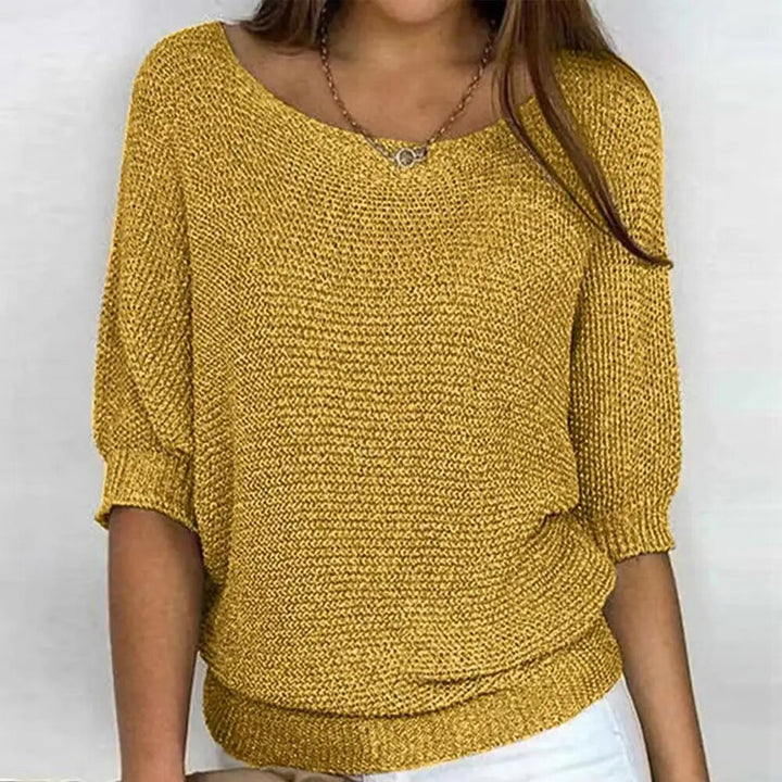 Sommarjumper – Båthals – Halvlånga Ärmar – Stickad Blus – Damkläder-Eva Jonsson