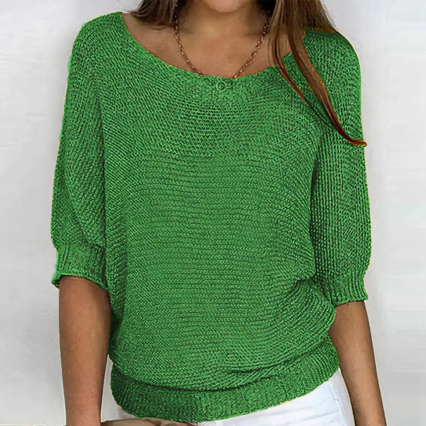 Sommarjumper – Båthals – Halvlånga Ärmar – Stickad Blus – Damkläder-Eva Jonsson