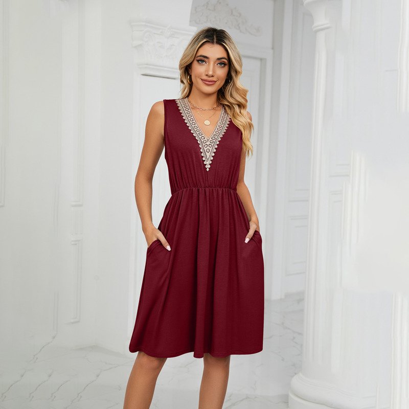 Sommarklänning - Ärmlös - Knälång - V-neckad klänning - Sundress-Eva Jonsson