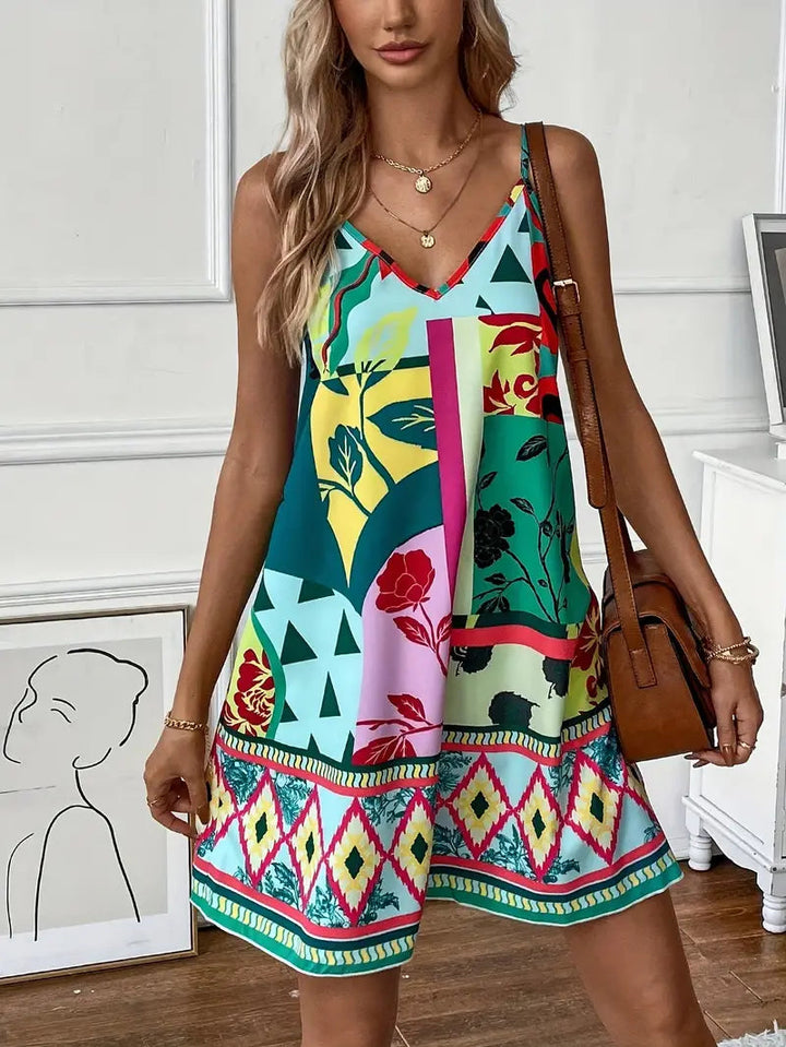 Sommarklänning, Boho-stil, Ärmlös, Miniklänning, Solklänningar-Eva Jonsson
