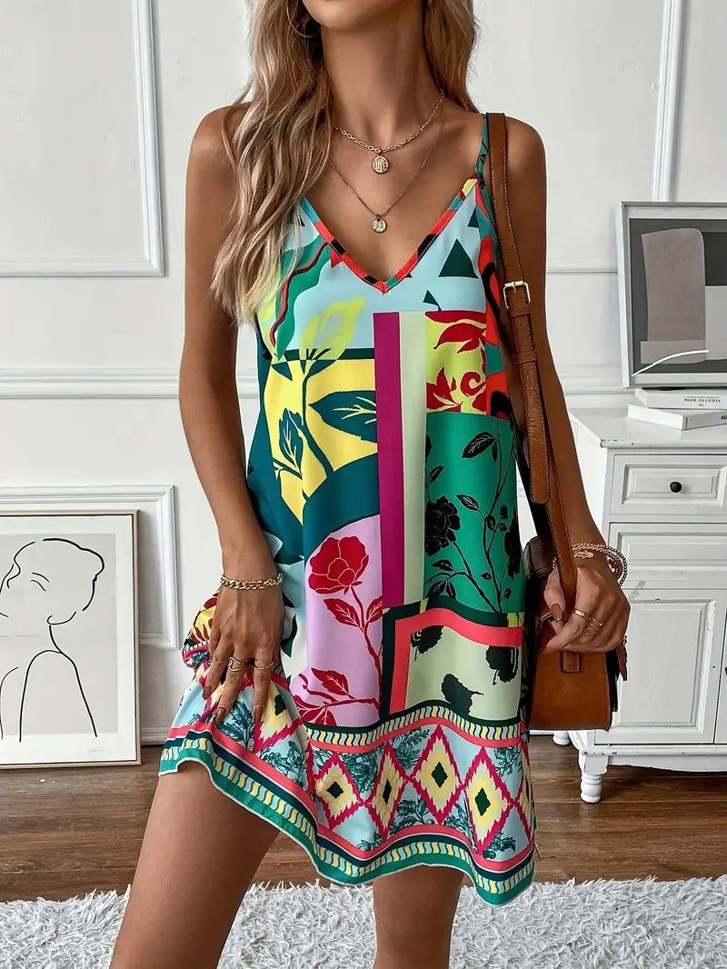 Sommarklänning, Boho-stil, Ärmlös, Miniklänning, Solklänningar-Eva Jonsson