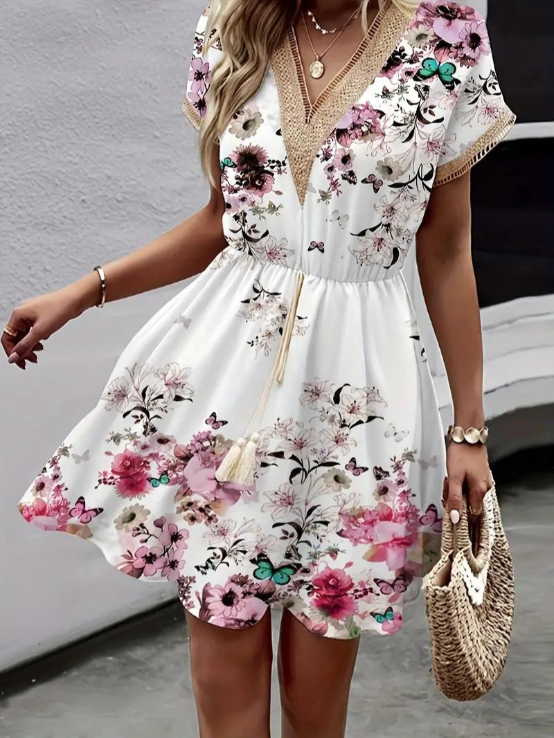 Sommarklänning - Kortärmad - V-hals - Bohoklänning - Sundresses-Eva Jonsson