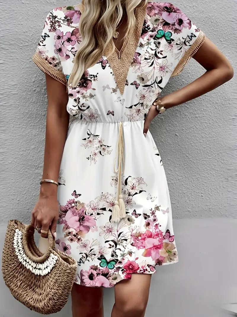 Sommarklänning - Kortärmad - V-hals - Bohoklänning - Sundresses-Eva Jonsson