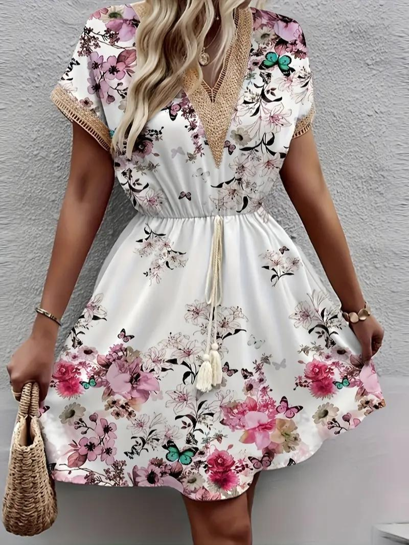 Sommarklänning - Kortärmad - V-hals - Bohoklänning - Sundresses-Eva Jonsson