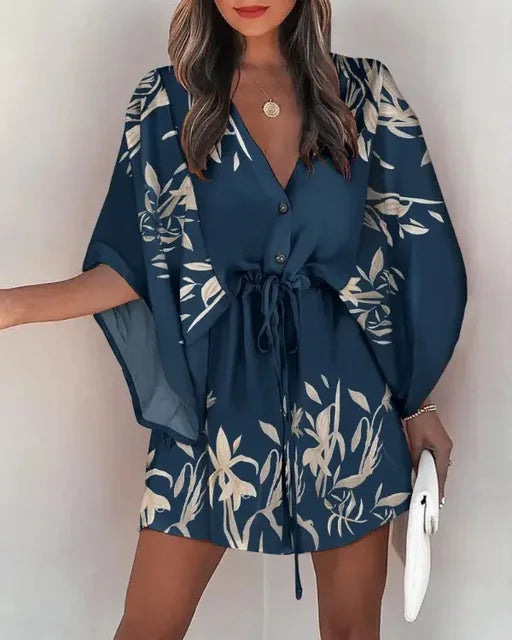 Sommarkostym - Löst sittande - V-ringad - Tvådelat set - Damkläder-Eva Jonsson
