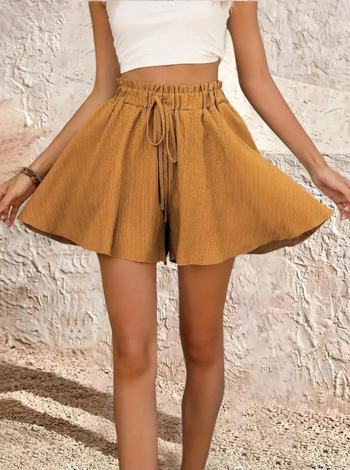 Sommarshorts, elastisk midja, flowy, shorts med hög midja, minishorts-Eva Jonsson