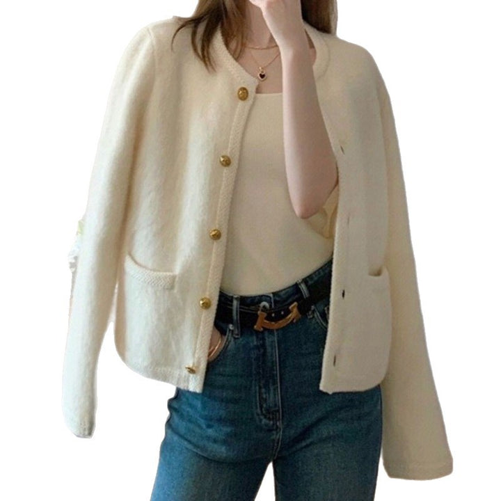 Stickad Cardigan | Grå | Knäppt | Fluffig Cardigan | Dam Cardigan-Eva Jonsson