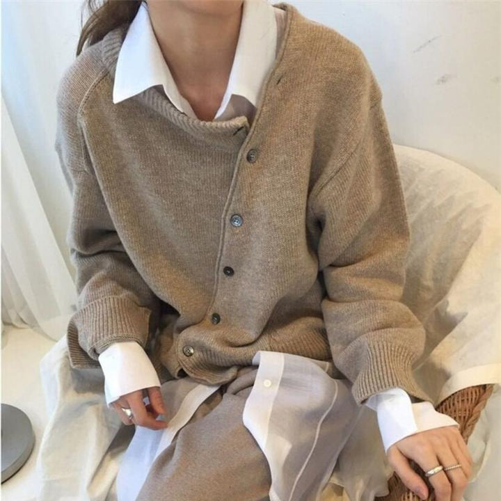 Stickad Cardigan - Knäppt - Oversized - Cashmere Cardigan - Damkläder-Eva Jonsson