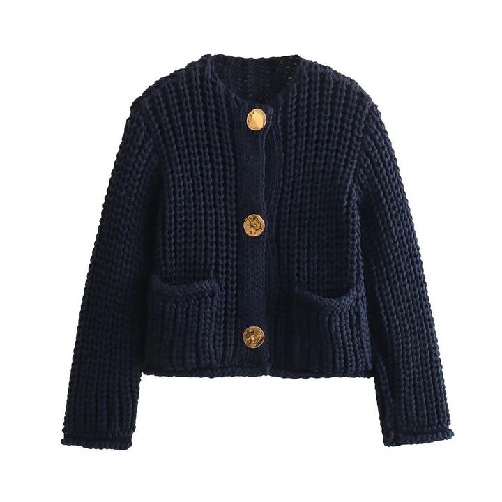 Stickad Cardigan - Varm - Fickor - Knäppbar cardigan - Damkläder-Eva Jonsson