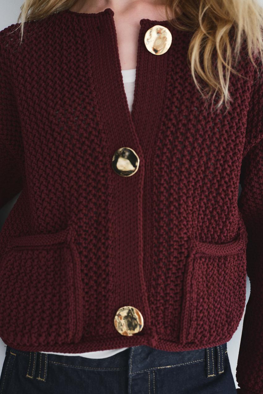 Stickad Cardigan - Varm - Fickor - Knäppbar cardigan - Damkläder-Eva Jonsson