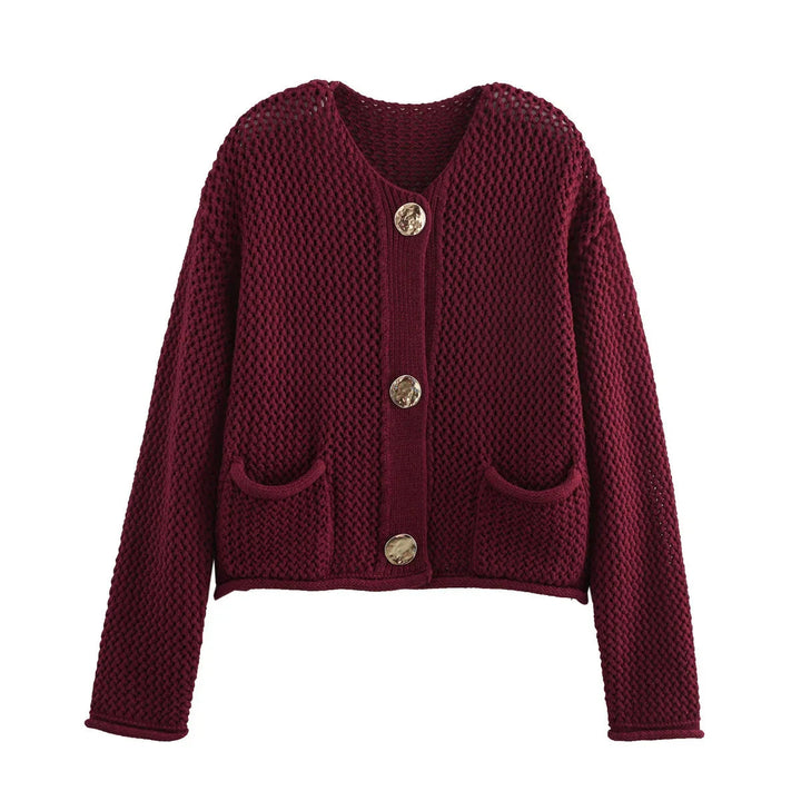 Stickad Cardigan - Varm - Fickor - Knäppbar cardigan - Damkläder-Eva Jonsson