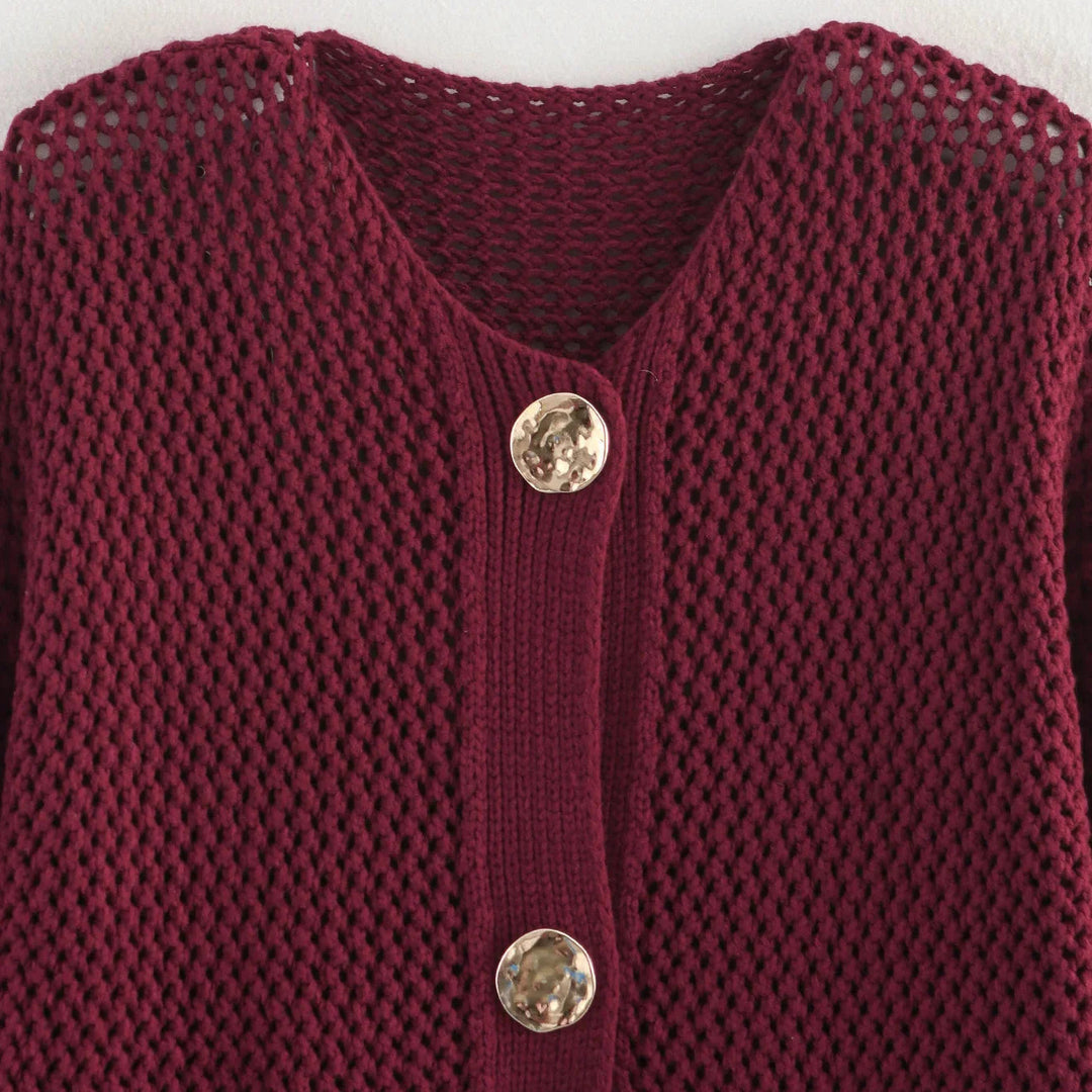 Stickad Cardigan - Varm - Fickor - Knäppbar cardigan - Damkläder-Eva Jonsson