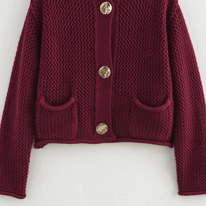 Stickad Cardigan - Varm - Fickor - Knäppbar cardigan - Damkläder-Eva Jonsson