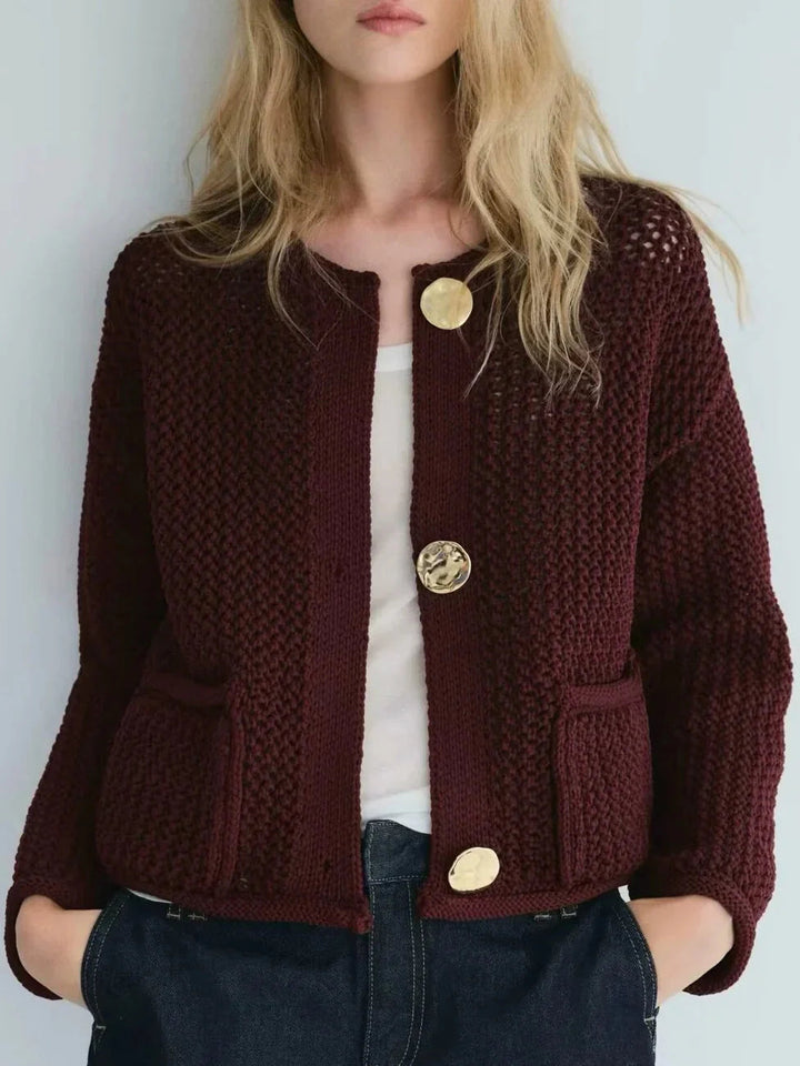 Stickad Cardigan - Varm - Fickor - Knäppbar cardigan - Damkläder-Eva Jonsson