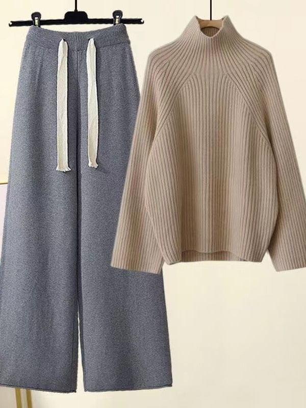 Stickad Co-Ord - Vida ben - Jumper - Tvådelat set - Loungewear för kvinnor-Eva Jonsson