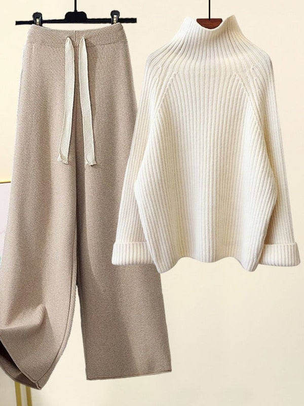 Stickad Co-Ord - Vida ben - Jumper - Tvådelat set - Loungewear för kvinnor-Eva Jonsson