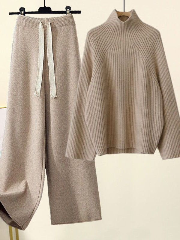 Stickad Co-Ord - Vida ben - Jumper - Tvådelat set - Loungewear för kvinnor-Eva Jonsson