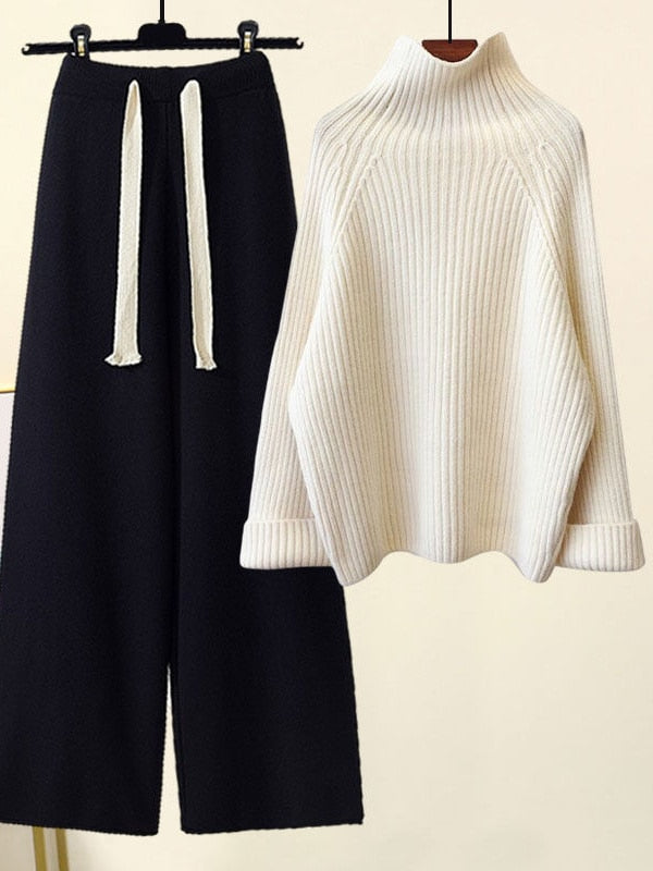 Stickad Co-Ord - Vida ben - Jumper - Tvådelat set - Loungewear för kvinnor-Eva Jonsson