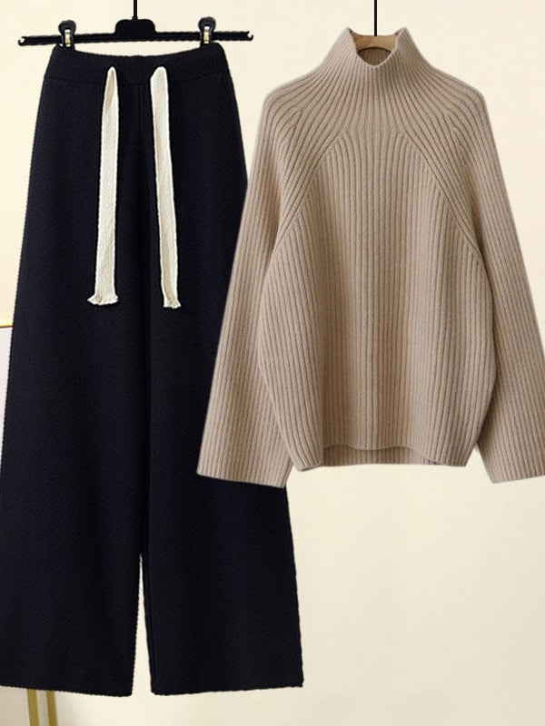 Stickad Co-Ord - Vida ben - Jumper - Tvådelat set - Loungewear för kvinnor-Eva Jonsson
