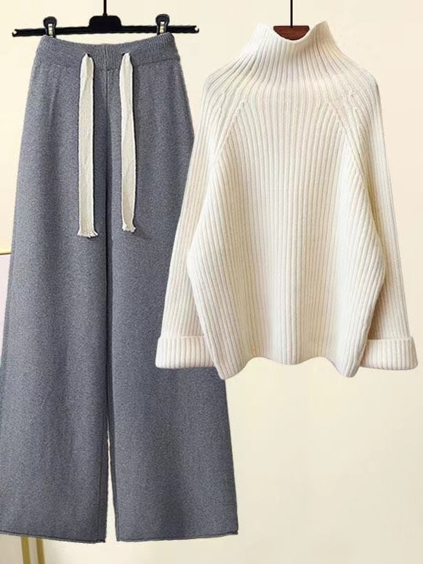 Stickad Co-Ord - Vida ben - Jumper - Tvådelat set - Loungewear för kvinnor-Eva Jonsson